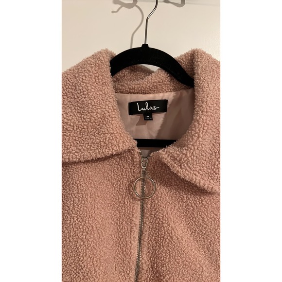 LULUs Willett Blush Pink Cropped Teddy Jacket size m - Picture 6 of 8